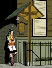 adrian tomine painting of waitress smoking